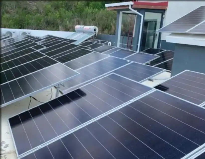 solar panels on a roof